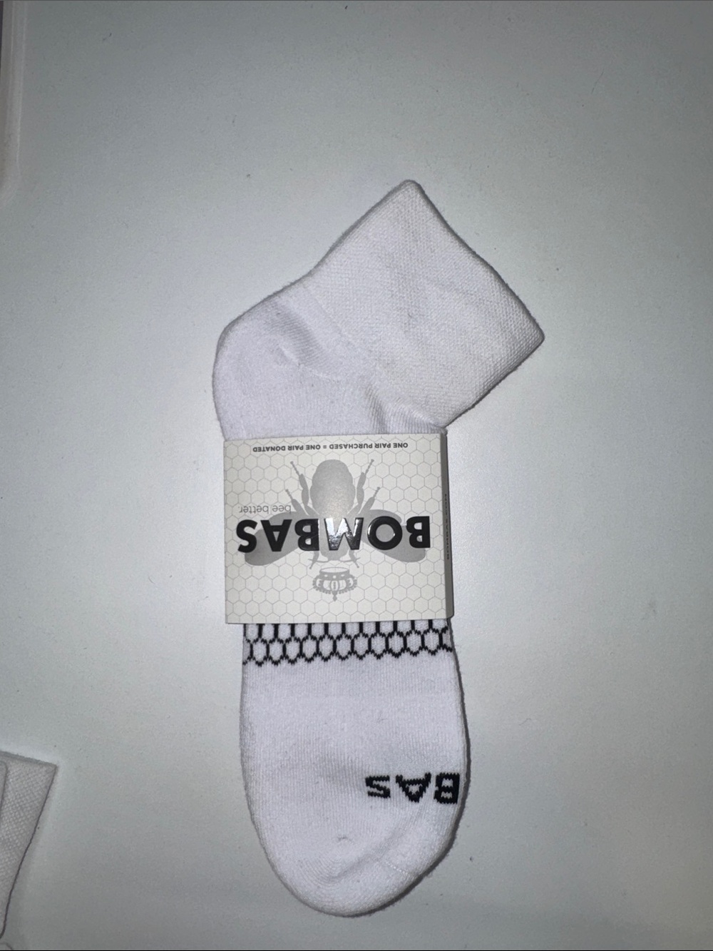 Bombas White Men's Athletic Ankle Socks with Black Logo